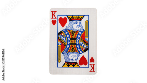 Canvas Print King of hearts playing card with red and blue details, isolated on transparent b