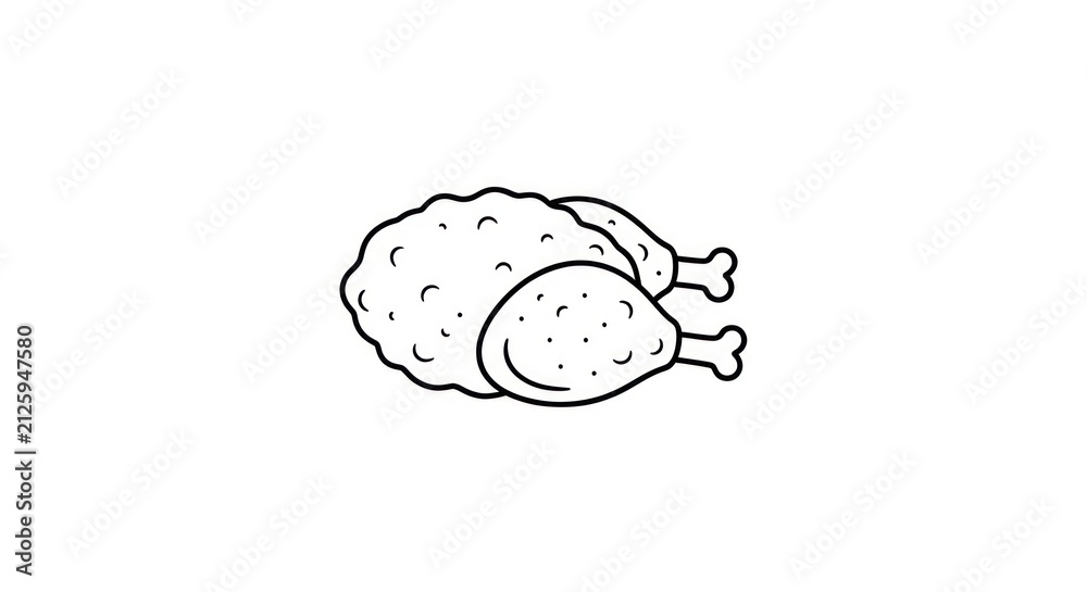 Fototapeta premium Roasted Chicken Meat Food Illustration.
