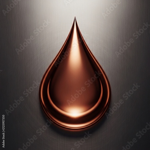 Molten Viscosity: A Gleaming Copper Drop in Dramatic Shadow
