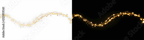 Wavy golden string fairy lights effect overlay effect PNG overlay element transparent background