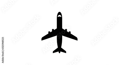 Airplane silhouette flying high.