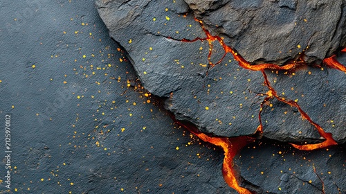 Vibrant Lava Flow Cracking Through Dark Stone Surface in Fiery Eruption of Nature's Raw Power and Beauty