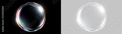 Foto Realistic iridescent soap bubble isolated graphic element