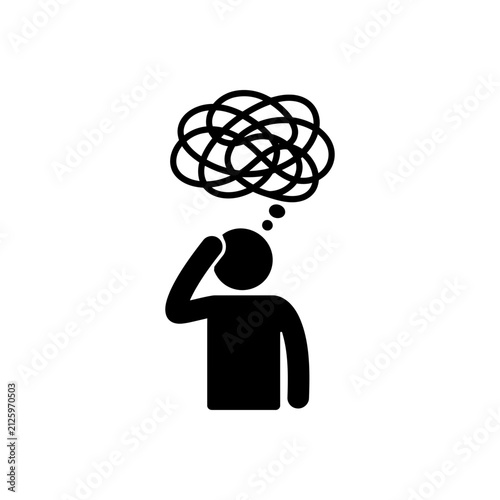 Foto Confused man with disorientation stroke symptom icon
