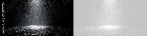 фотографія Rain shower light beam overlay effect on dark background