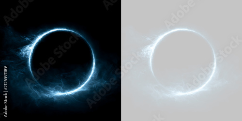 Canvastavla Dynamic glowing blue plasma ring with smoke burst