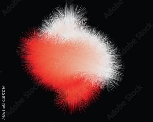 Abstract digital art featuring a glowing red and white fuzzy cloud shape on a black background