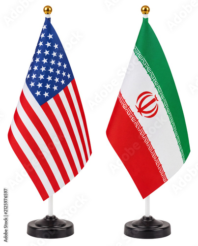 United States and Iran national flags front view isolated on white background PNG for international relations, diplomacy and geopolitical concepts