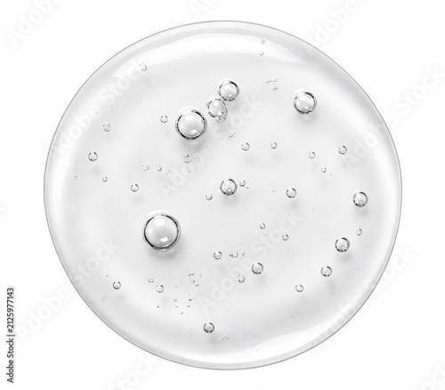 Realistic round transparent gel serum drops for skincare cosmetic product isolated on white background PNG with transparent style