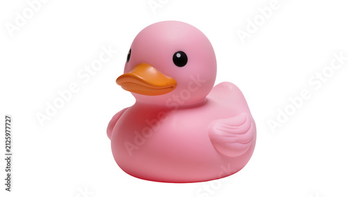 Konstfotografi Pink rubber duck toy with orange beak, isolated on transparent background