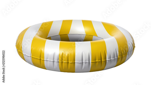 Photography Yellow and white striped inflatable swim ring, isolated on transparent backgroun