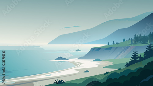 sea landscape with mountains
