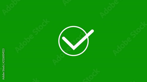 Check mark animation icon tick sign accept select confirm correct agree, approved tick mark icon, successful symbol, check mark, tick, yes, ok symbol animation, 4k alpha channel green background