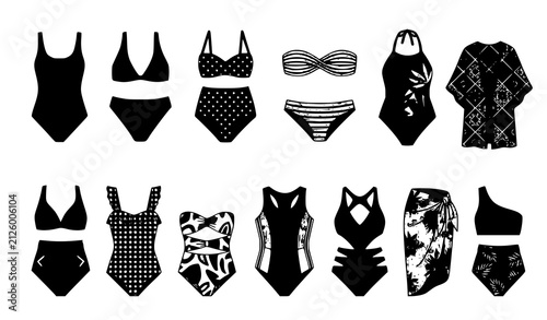 Фотография Trendy Summer Swimwear Vector Collection with Fashionable Bikini and Beachwear D