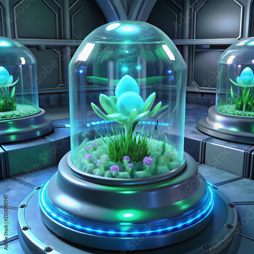 Living Crystal Bio Computer Growing Inside a Futuristic Rainforest Laboratory