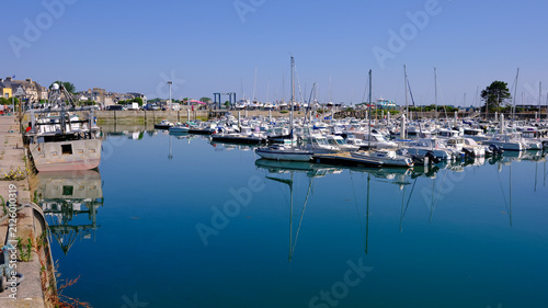 Panoramic port of Saint-Vaast-la-Hougue, a commune in the peninsula of Cotentin in the Manche department in Lower Normandy in north-western France