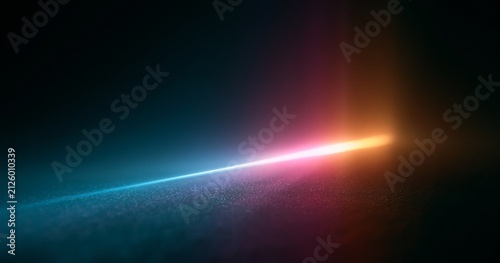 Colorful glowing light beam on dark surface