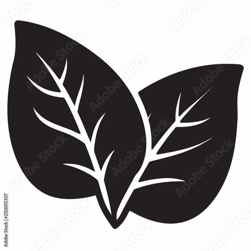 Green Leaf Eco Icon Minimalist Black Silhouette Vector Design