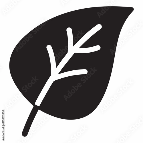 Green Leaf Eco Icon Minimalist Black Silhouette Vector Design
