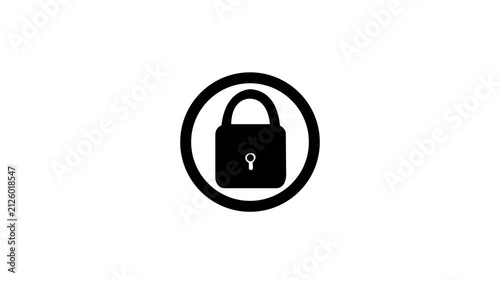 Lock icon animation. Reveal with accent and animation of locking. Isolated on a white and black background animation whit Alpha channel.