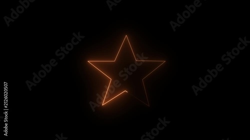 Glowing Orange Neon Star Icon Animation on Black Background