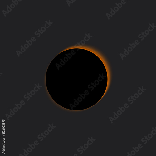 Minimalist solar eclipse icon with glowing orange crescent
