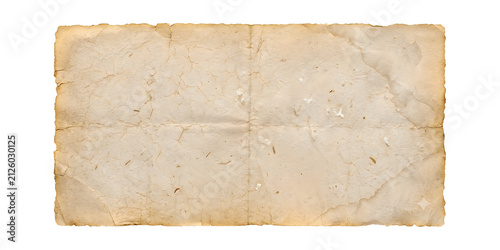 Torn paper sheet with aged texture and visible fibers for background design and craft projects