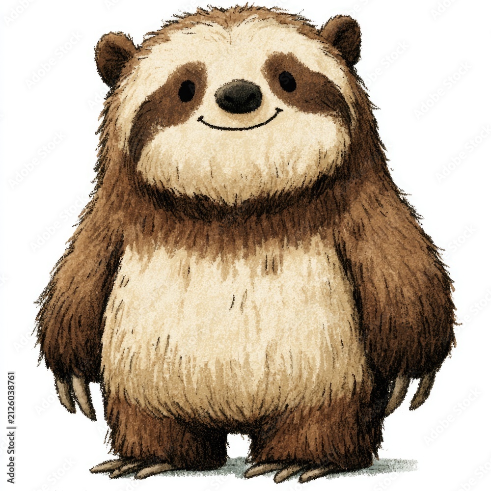 Fototapeta premium Cute sloth doodle illustration