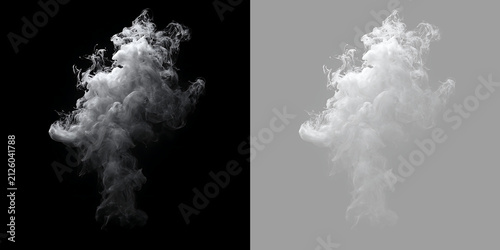 Obraz na plátně White smoke plume isolated on black background