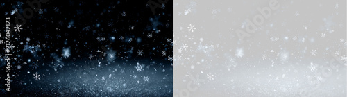 Quadro su tela Realistic falling snow visual effect with detailed snowflakes