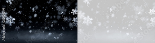 Fotografie Falling snow effect with realistic snowflakes overlay