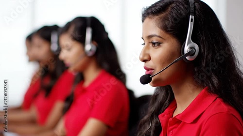 Call center agents working.