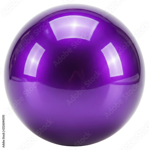 Vibrant violet glossy orb with studio light reflections isolated transparent background