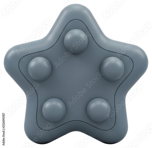 Gray star shaped sensory fidget toy isolated over transparent background