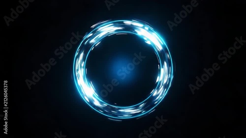 Electric blue energy ring pulsing with light against a dark background with subtle motion