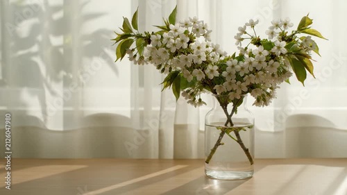 Cherry blossoms in vase.