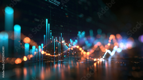 Financial Stock Market Graph with Glowing Data Visualization