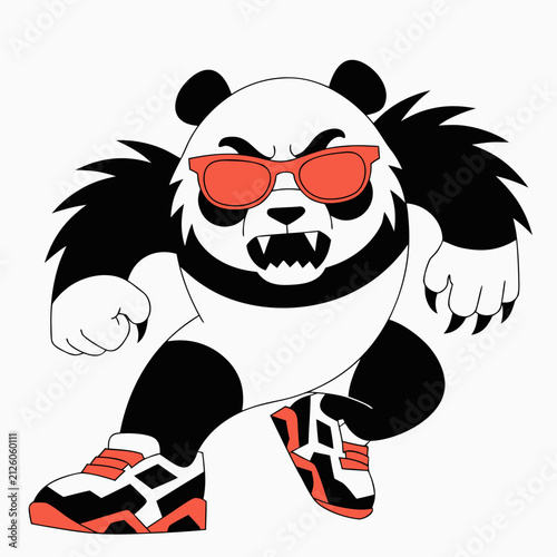 Angry Panda vector t shirt logo 
