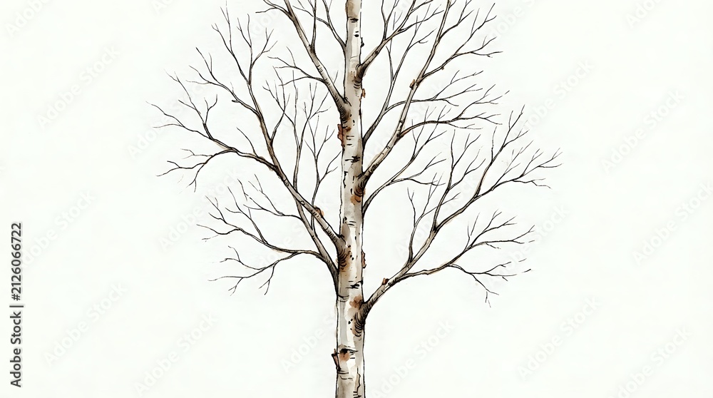 Fototapeta premium Bare tree with intricate branching structure against neutral background, suitable for nature, environmental, botanical, and seasonal design projects.