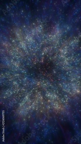4K Abstract Background Particles Blue Galaxy Starfield Overlay Vertical 3D Animation