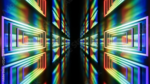 Colorful neon light tunnel