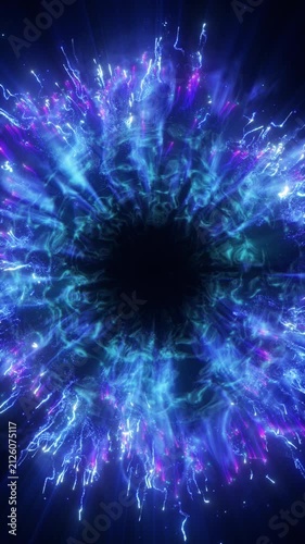 Abstract Blue Energy Portal Particles Background Loop 4K 3D Animation Overlay
