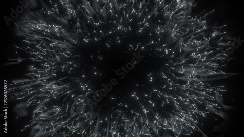 4K Abstract Background Particles Monochrome Explosion Circle Overlay Horizontal 3D Animation
