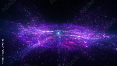 4K Abstract Background Particles Purple Galaxy Overlay Horizontal 3D Animation
