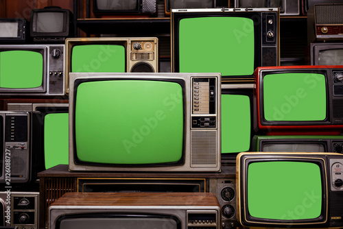Retro Televisions with Multiple Green Screens