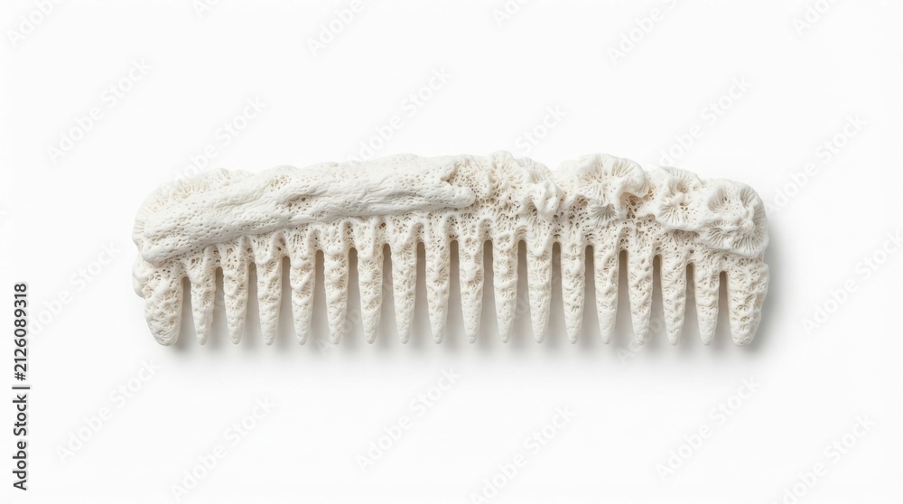 Fototapeta premium Elegant white coral hair comb for bridal accessories. Luxurious decorative hairpiece with intricate floral design.