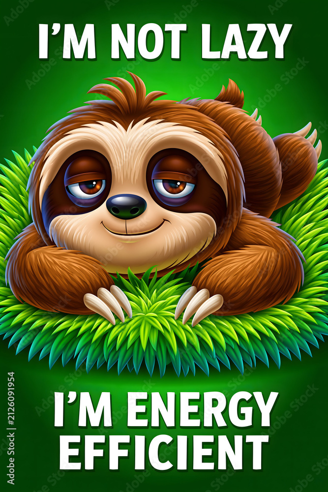 Fototapeta premium Charming Sloth Proclaims Energy Efficiency Lifestyle