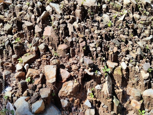 Cuadro en lienzo Abstract natural background featuring sand spires and gravel textures formed through erosion and sediment deposition