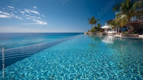 Luxury infinity pool overlooking tropical ocean with crystal clear water and peaceful resort atmosphere