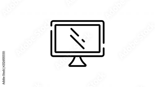 Computer Monitor Animated Icon With Alpha Channel. Digital Display, Technology, And Screen Viewing Motion Graphic. Desktop Computing And Office Equipment. On Transparent Background